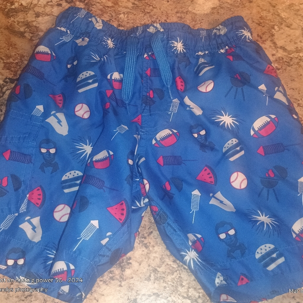 Wave Zone Boys Swim Trunks Football Backyard 4th Of July Barbecue Theme